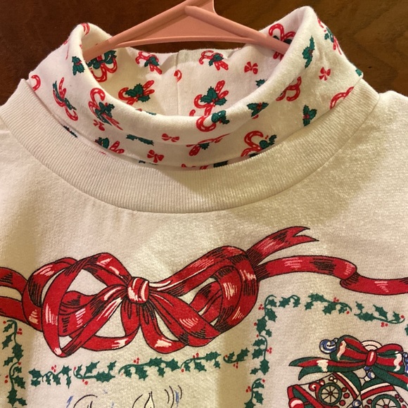 Vintage Christmas sweatshirt with mock turtleneck. - Picture 2 of 3